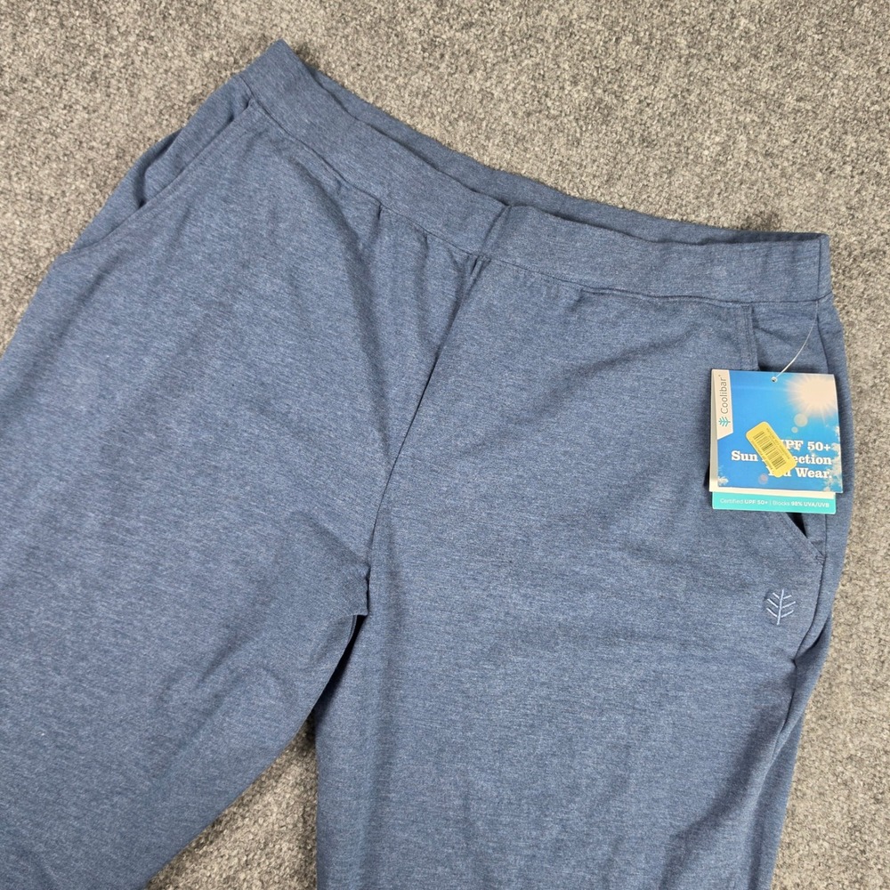 Coolibar Cafe Ruche Pants Womens L Blue UPF 50+ Sun Protection NWT